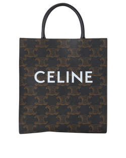 Medium Vertical Cabas Tote, Canvas, Brown/Black, FSL1262, S/DB, 2*